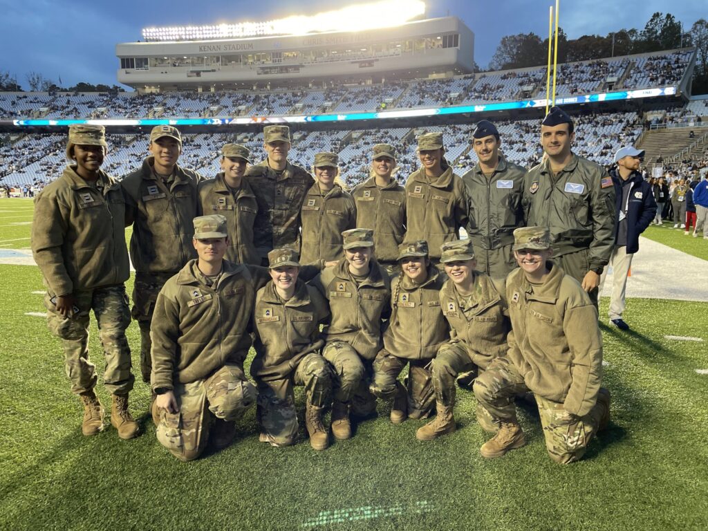 Cadets at UNC's annual Military Appreciation Football Game. 